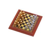 ZYMIADOU Miniature Chess Set For Dollhouses Accessories And Tabletop Display With Metal Board And Pieces Chess Game Toy For Adults