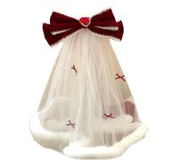 ZYMIADOU Plush Trim Bowknot Tulle Marriage Bridal Veil With Fix Hair Clip For Marriage Christmas Celebration Party Accessories Headpiece For Women Ornament For Kids Funny For Women