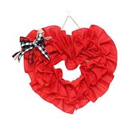 ZYMIADOU Red Heart-shaped Valentine's Day Wreath Wall Hanging Decor Artificial Garland Red Hanging Decor Proposal Dress Up Props for Living Room