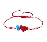 ZYMIADOU Red Rope With Blue Evil Eyes Bead Handwoven Heart Handchain Adjustable Unisex Spiritual Accessory Handmade Beaded Charm