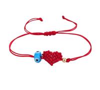 ZYMIADOU Red Rope With Blue Evil Eyes Bead Handwoven Heart Handchain Adjustable Unisex Spiritual Accessory Handmade Beaded Charm