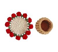 ZYMIADOU Rose Bouquet Coasters Crochet Starter Flower Creative Adult Starter Rose Bouquet For Craft Lovers