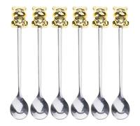 ZYMIADOU Set of 6 Stainless Steel Fruit Forks Cute Bear Shaped Coffee Spoon Stirring Spoon Small Fruit Fork Dessert Spoons/Forks Stainless Steel Coffee Spoons Small