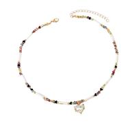 ZYMIADOU Sparkling Adjustable Heart Crystal Necklace With Glass Beads & Pearls For Women Girls Party Jewelry Adjustable Glass Crystal Bead Jewelry