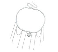ZYMIADOU Sturdy Alloy Fashion Necklace Delicate Artificial Pearls Accent And Romance Tassels Design Individual Accessory Stylish Layering Necklace For Gifts