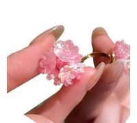 ZYMIADOU Stylish Hydrangea Resin Rings With Adjustable Design Multicolor Beaded Jewelry For Casual Or Holiday Outfits Beaded Flower Accessory