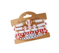 ZYMIADOU Trendy Stretchy Beads Athletic Inspired Accessory Soccer Softball Theme Bangle Casual Everyday Wear Lightweight Sports Charm Wristband