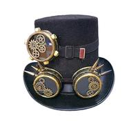 ZYMIADOU Unisex Gothic Steampunk Top Hats With Goggle Gear Halloween Hat Headwear Men Women Supply Stage Steampunk Hat With Goggles For Women