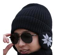 ZYMIADOU Unisex Warm Hat Trapper Stylish Caps Warm Ushanka for Outdoor Winter Scarf for Skiing Camping Hiking Winter Knit Hat for Women Men Bulk Black