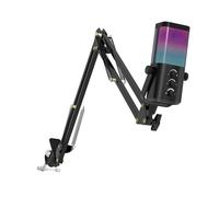 ZYMIADOU USB Computer Microphone 3 Control Knobs Color Lighting Effects Noise Reduction For Podcasts Video Conferencing Color Computer Microphone With Real Time