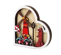 ZYMIADOU Valentines Day Heart Wood Sign Windmill Ferris Wheel Table Ornament Multifunctional Centerpiece Couple Lovers Bedroom Decoration