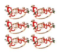 ZYMIADOU Valentine's Day Napkin Rings Set of 6 Handmade Pearl Love Rings Serviette Buckles Holder for Wedding Banquet Birthday Thanksgiving Table Decor Love