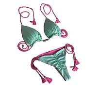 ZYMIADOU Woman Triangle-Bikini Set Sennit Side String Two Piece Swimsuit Bathing Suit Halter-Bra Top With Thong Bottom Tie Top/bottoms Tie