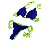 ZYMIADOU Woman Triangle-Bikini Set Sennit Side String Two Piece Swimsuit Bathing Suit Halter-Bra Top With Thong Bottom Tie Top/bottoms Tie