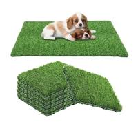 Zymjzbetic 10 Pcs 12 Inchx12 Inch Square Artificial Grass Mat Interlocking Fake Deck Turf Tiles for Pet, Dogs, Patio, Balcony
