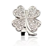Zymjzbetic 1pc Beatiful Crystal Four leaf clover Golf Hat Clip Golf Ball Marker for Men Women Golfer(White)