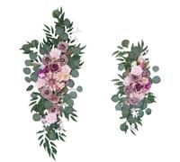Zymjzbetic Artificial Wedding Arch Flowers Kit 2pcs/set Artificial Flowers for Wedding Welcome Sign Arch Party Reception T-stage Background Corner Flower Decorations(Color7)