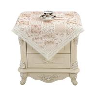 Zymjzbetic Bedside Table Cover Cabinet Table Cloth Dustproof Bedroom Princess Pink Romantic Lace Tablecloth Wedding Decoration for Nightstand End Bedside Tabletop Decoration(Pink)