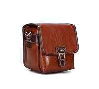Zymjzbetic Camera Bag Stylish Fashion Retro PU Leather Case Handbag Waterproof Shoulder Messenger DSLR Bag for Photographers(Reddish Brown,S)
