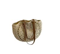 Zymjzbetic Round Straw Woven Bag Large Capacity Boho Straw Woven Tote Bag Round Crochet Summer