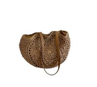 Zymjzbetic Round Straw Woven Bag Large Capacity Boho Straw Woven Tote Bag Round Crochet Summer