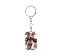 ZYMMOY Dogs Jack Russell Terrier Animals, Rectangular Metal Keychains, Keyring, Car Keychain Key Chain Ring Holder Organizer 1 pc