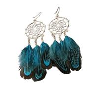 Zymoplas 1 Pair Woman Earrings Bohemian Style Beautiful Exquisite Women Fashion Accessory Girls Clothes Ornament Jewelry for Decor, Peacock blue