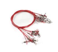 Zymoplas 10 Pieces/Set Carbon Steel Anti-bite Fishing Wire Fish Line Beginner Cord with Snap Accessory Saltwater Freshwater, Red