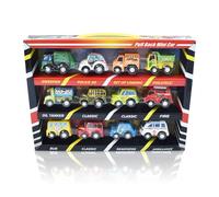 Zymoplas 12 Pieces Car Toys Birthday Pull-Back Mini Transportation Models Christmas Halloween Children Table Racing Supplies
