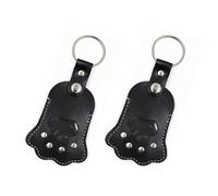 Zymoplas 2 Pieces, Pet Hair Storage Paw-Shaped Key Pet Memorial gift Key Chains, Leather Comfortable, Suitable For Collecting Hair, black