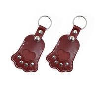 Zymoplas 2 Pieces, Pet Hair Storage Paw-Shaped Key Pet Memorial gift Key Chains, Leather Comfortable, Suitable For Collecting Hair, dark red
