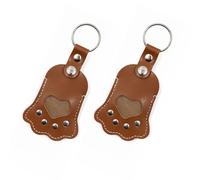 Zymoplas 2 Pieces, Pet Hair Storage Paw-Shaped Key Pet Memorial gift Key Chains, Leather Comfortable, Suitable For Collecting Hair, dark brown