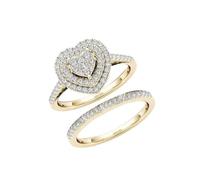 Zymoplas 2 Pieces/Set Alloy Women Ring Portable Heart Shape Replacement Romantic Stylish Girls Ladies Party Rings Jewelry, Size 7