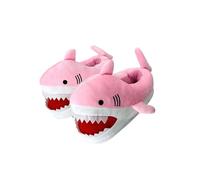 Zymoplas 2pack/lot Winter Shark Slippers Extra Cotton Filling For Warmth Slides Animal Shoes Funny Women Anti-slid Particles, pink, EU size 36-43