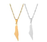 Zymoplas 2pcs/set Stylish And Versatile Pendant Necklaces Any Occasion Stainless Steel Israel Map Pendant Necklaces Unisex Unique
