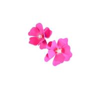 Zymoplas 2Pcs Women Flower Pearl Earrings Lovely Stud Fashionable Charming Eardrop Girls Summer Geometric Party Gifts Accessory, Dark Pink