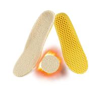 Zymoplas 2X Imitation Wool Insoles Warm and Fuzzy for Chilly Days Polyester Warm Insoles Shock Absorption Thoughtful Gifts, Yellow, L
