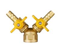 Zymoplas 3 Way Hose Divider, Solid Brass High Divider Valve with Metal Handle, Heavy Duty Faucet Made of and Great Tool, Yellow, Inner Wire DoubleTip
