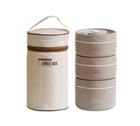 Zymoplas 304 Stainless Steel Insulated Portable Lunch Box, Bento Box with Lid for Efficient Warming, 304 Stainless Steel Interior, Dark Brown, 3 Pieces + Bags