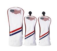 Zymoplas 3PCS Golf Club Head Cover Plush Waterproof Training Protector Replacement Removable Reusable Portable Headcover Case, White