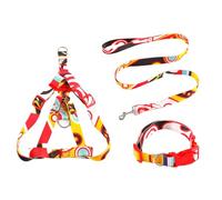 Zymoplas 3Pcs/Set Pet Collar Leash Zinc Alloy Adjustable Small Large Fashion Harness Reusable Washable Animal Personalized, Red,1x120cm, S