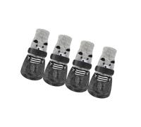 Zymoplas 4 Pieces Pet Shoes Rain Snow for Boots Socks Set Good Elasticity with Rubber Sole Paw Cover Stocking Small Dog Hardwood, Black, L