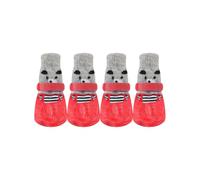 Zymoplas 4 Pieces Pet Shoes Rain Snow for Boots Socks Set Good Elasticity with Rubber Sole Paw Cover Stocking Small Dog Hardwood, Red, L