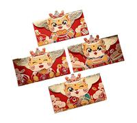 Zymoplas 4pcs/set Lunar Year Decor Packets Must-Have 2024 Dragon Year Essentials Paper Chinese New Lucky Money Bag, Type5, 7 inch+4pcs