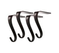 Zymoplas 4piece Fireplace Hooks Sleek Appearance Practical Function For Christmas Socks Iron Fireplace Christmas Gift Holders, black