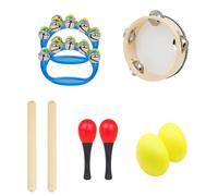Zymoplas 5 Pieces Kit Toddlers Musical Instrument Toy Hand Tambourine Drum Sand Hammer Sets Child Development Early Education