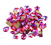 Zymoplas 50 Pieces Specific-shaped Glass Crystal Set Excellent Gloss Personalized Nail Art Rhinestones DIY Handcraft Mobile Phone, Bright Red AB