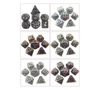 Zymoplas 7-Piece Hollow Metal DND Dice Set with Portable Case for D D RPG Math Teaching Dragon Bag