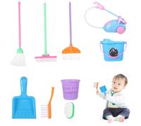 Zymoplas 9 Pcs/set Mini Pretend Mop Broom Toys Trash Can Cleaning Sweeping Furniture Tools Kit Educational Kid Toy Accessories