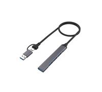 Zymoplas Adapter 7 Ports 2 in 1 Compatible Portable Multi-port Connector Gray Extension Accessory Mini Multi-function USB A C, 4 Ports